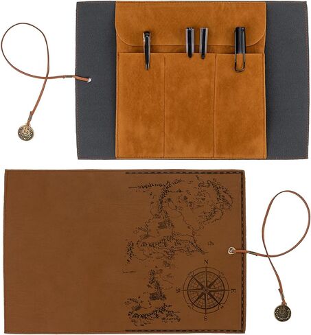 motzu بو الجلود لفة القلم حقيبة، خمر مقلمة خريطة الإبداعية، ماتي غطاء تخزين الحقيبة حامل المنظم، الفن ماكياج الحقيبة التجميل، لينة التفاف حقيبة هدية القرطاسية، البني د in Kuwait