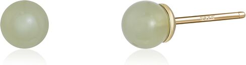 Jade Stud Earrings 4mm Light Green Jade Earrings for Women, 14K Gold Plated Stud Earrings for Sensitive Ears, Jade Jewelry for Women & Men, Good Luck Handmade Earrings Gift for Birthday Anniversary in Saudi Arabia