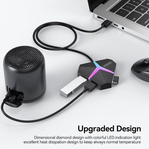 USB Hub 4 Port Extender 2ft, FEMORO USB 3.0 Hubs Splitter, Extra Multi USB Port Expander Adapter High 3 Speed Data Transfer USB Hub for Laptop PC MacBook Mac Pro Mouse Keyborad in Saudi Arabia