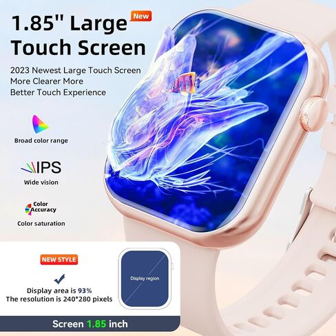 Smart Watch for Women with Bluetooth Call 1.85'' Fitness Tracker with Heart Rate Sleep Monitor Multiple Sport Modes Fitness Watch for Android iOS in Saudi Arabia