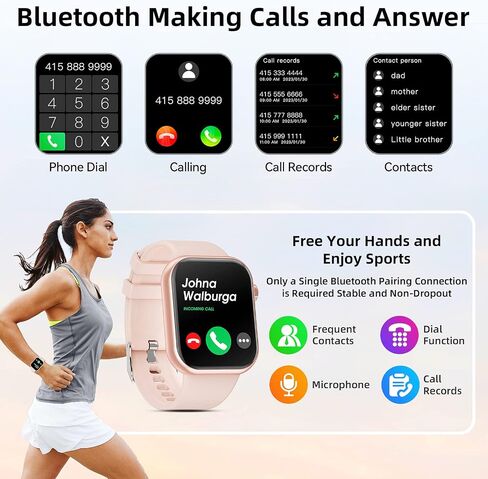 Smart Watch for Women with Bluetooth Call 1.85'' Fitness Tracker with Heart Rate Sleep Monitor Multiple Sport Modes Fitness Watch for Android iOS in Saudi Arabia