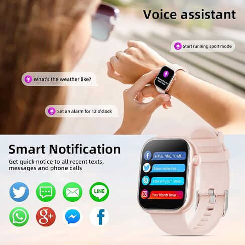 Smart Watch for Women with Bluetooth Call 1.85'' Fitness Tracker with Heart Rate Sleep Monitor Multiple Sport Modes Fitness Watch for Android iOS in Saudi Arabia