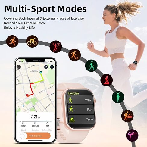 Smart Watch for Women with Bluetooth Call 1.85'' Fitness Tracker with Heart Rate Sleep Monitor Multiple Sport Modes Fitness Watch for Android iOS in Saudi Arabia