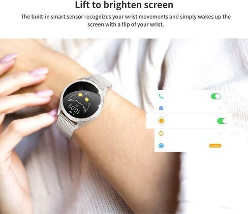 ساعة ذكية ذكية تعمل باللمس للسيدات KW20 مع أحجار الراين المبهرة، IP68 مقاومة للماء، بلوتوث | مراقب النوم ومعدل ضربات القلب، عداد الخطى، تذكير فسيولوجي، كاميرا| ساعة ذكية للنساء (فضي) in Kuwait