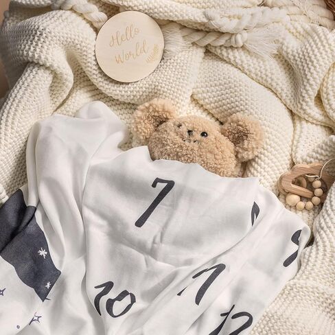 Baby Swaddle Blankets Set with Matching Hat and Drool Cloth Organic Cotton Muslin Blanket Soft Newborn Wrap Receive Blanket Photography Prop Large 47 * 47 Shower Gifts for Boys Girls (Flowers) in Saudi Arabia