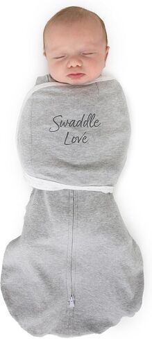 SwaddleDesigns 6-Way Omni Swaddle Sack for Newborn with Wrap & Arms Up Sleeves & Mitten Cuffs, Easy Swaddle Transition, Better Sleep for Baby Boys & Girls, Heathered Gray, Swaddle Love, Small in Saudi Arabia