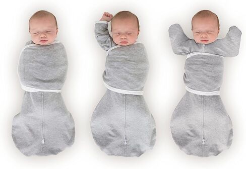 SwaddleDesigns 6-Way Omni Swaddle Sack for Newborn with Wrap & Arms Up Sleeves & Mitten Cuffs, Easy Swaddle Transition, Better Sleep for Baby Boys & Girls, Heathered Gray, Swaddle Love, Small in Saudi Arabia