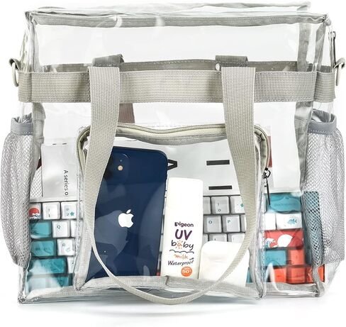 حقائب Valleycomfy الشفافة المكونة من قطعتين معتمدة من الاستاد، حقائب شفافة للسفر وصالة الألعاب الرياضية للعمل والرياضة والحفلات الموسيقية - 12 × 12 × 6 in Kuwait