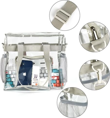 حقائب Valleycomfy الشفافة المكونة من قطعتين معتمدة من الاستاد، حقائب شفافة للسفر وصالة الألعاب الرياضية للعمل والرياضة والحفلات الموسيقية - 12 × 12 × 6 in Kuwait