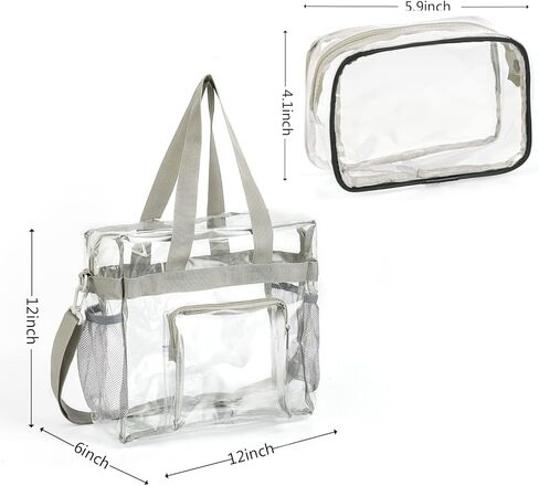 حقائب Valleycomfy الشفافة المكونة من قطعتين معتمدة من الاستاد، حقائب شفافة للسفر وصالة الألعاب الرياضية للعمل والرياضة والحفلات الموسيقية - 12 × 12 × 6 in Kuwait