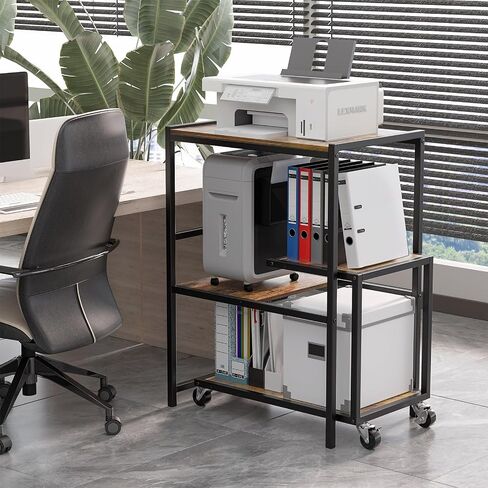 Printer Stand with Storage Shelf, Printer Table Stand Set with Rolling Printer Stand Under Desk, 4 Tier Printer Shelf Stand for Fax Machine Scanner Heat Press Files for Home Office in Saudi Arabia
