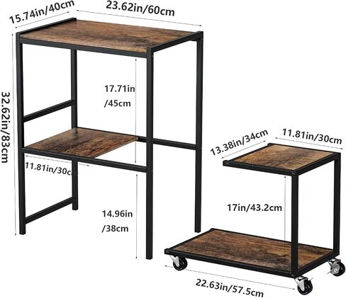 Printer Stand with Storage Shelf, Printer Table Stand Set with Rolling Printer Stand Under Desk, 4 Tier Printer Shelf Stand for Fax Machine Scanner Heat Press Files for Home Office in Saudi Arabia