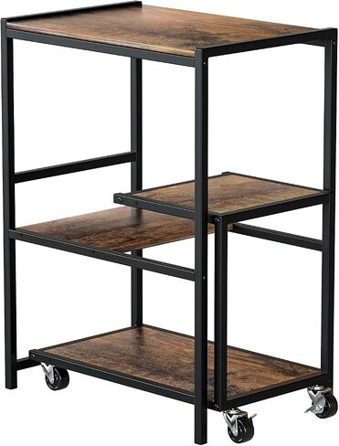 Printer Stand with Storage Shelf, Printer Table Stand Set with Rolling Printer Stand Under Desk, 4 Tier Printer Shelf Stand for Fax Machine Scanner Heat Press Files for Home Office in Saudi Arabia