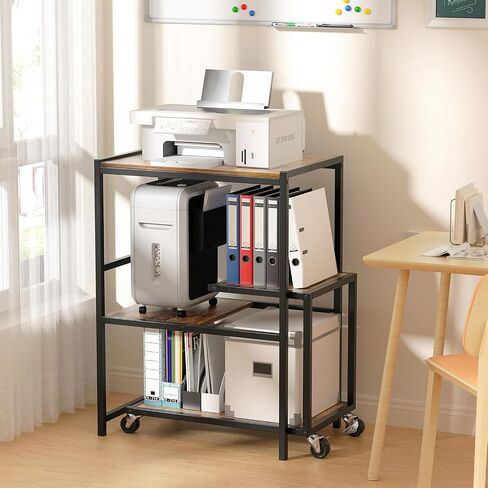 Printer Stand with Storage Shelf, Printer Table Stand Set with Rolling Printer Stand Under Desk, 4 Tier Printer Shelf Stand for Fax Machine Scanner Heat Press Files for Home Office in Saudi Arabia