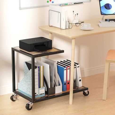 Printer Stand with Storage Shelf, Printer Table Stand Set with Rolling Printer Stand Under Desk, 4 Tier Printer Shelf Stand for Fax Machine Scanner Heat Press Files for Home Office in Saudi Arabia