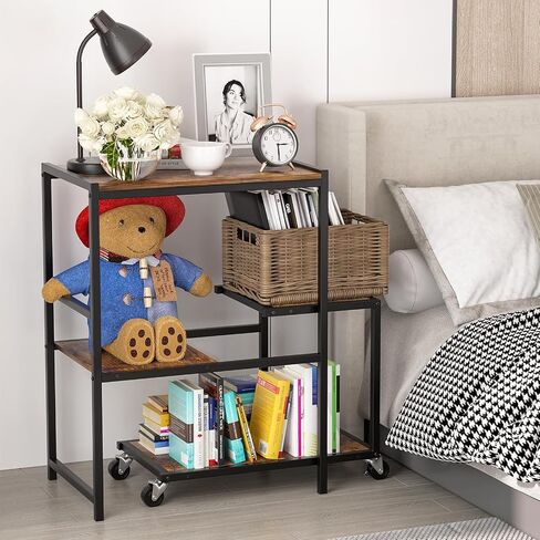 Printer Stand with Storage Shelf, Printer Table Stand Set with Rolling Printer Stand Under Desk, 4 Tier Printer Shelf Stand for Fax Machine Scanner Heat Press Files for Home Office in Saudi Arabia