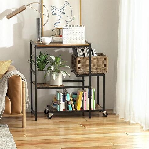 Printer Stand with Storage Shelf, Printer Table Stand Set with Rolling Printer Stand Under Desk, 4 Tier Printer Shelf Stand for Fax Machine Scanner Heat Press Files for Home Office in Saudi Arabia