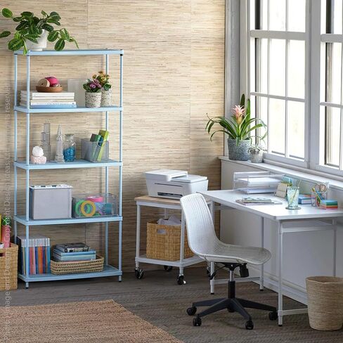 Design Ideas MeshWorks 2 Tier Wheeled Metal Storage Printer Cart Shelving Unit Rack for Kitchen or Office Organization, 17.7" x 17.7" x 23.6", White in Saudi Arabia