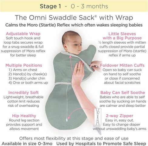 SwaddleDesigns 6-Way Omni Swaddle Sack for Newborn with Wrap & Arms Up Sleeves & Mitten Cuffs, Easy Swaddle Transition, Better Sleep for Baby Boys & Girls, Heathered Gray, Swaddle Love, Small in Saudi Arabia