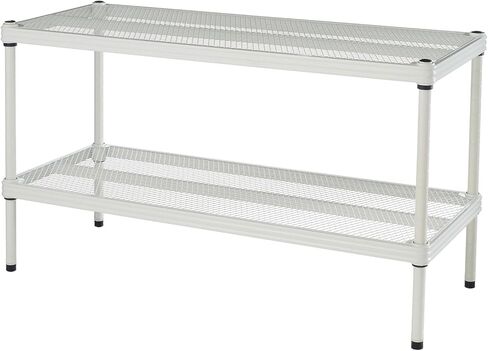 Design Ideas MeshWorks 2 Tier Wheeled Metal Storage Printer Cart Shelving Unit Rack for Kitchen or Office Organization, 17.7" x 17.7" x 23.6", White in Saudi Arabia