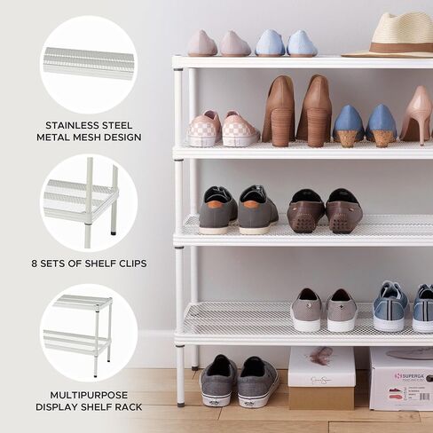Design Ideas MeshWorks 2 Tier Wheeled Metal Storage Printer Cart Shelving Unit Rack for Kitchen or Office Organization, 17.7" x 17.7" x 23.6", White in Saudi Arabia