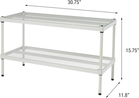 Design Ideas MeshWorks 2 Tier Wheeled Metal Storage Printer Cart Shelving Unit Rack for Kitchen or Office Organization, 17.7" x 17.7" x 23.6", White in Saudi Arabia