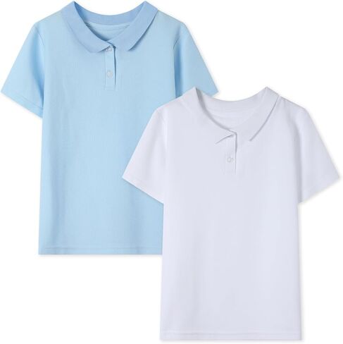 HILEELANG Unisex Boy Girl Uniform Polo Shirts Pique Cotton School Tops Tee Shirts 2 Packs in Kuwait