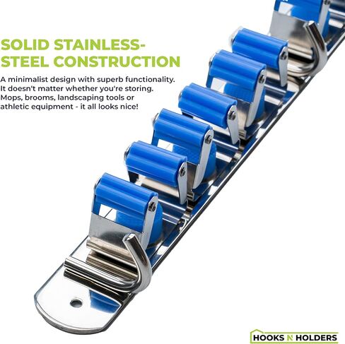 Tool Organizers and Storage 12 Slots and 6 Hooks Wall Mounted Garden Tool Rack, Garden Tool Organizer, Broom Holder Wall Mount, Garage Tool Organization and Storage, Industrial Steel Hooks N Holders in Saudi Arabia