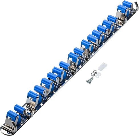 Tool Organizers and Storage 12 Slots and 6 Hooks Wall Mounted Garden Tool Rack, Garden Tool Organizer, Broom Holder Wall Mount, Garage Tool Organization and Storage, Industrial Steel Hooks N Holders in Saudi Arabia