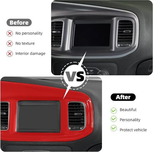Linskip Dash Board Trim متوافق مع دودج تشارجر 2015 2016 2017 2018 2019 2020 2021 2022 2023، غطاء لوحة وحدة التحكم المركزية لشاشة الشاحن، ملحقات داخلية للشاحن 5 قطع (أصفر) in Kuwait