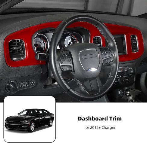 Linskip Dash Board Trim متوافق مع دودج تشارجر 2015 2016 2017 2018 2019 2020 2021 2022 2023، غطاء لوحة وحدة التحكم المركزية لشاشة الشاحن، ملحقات داخلية للشاحن 5 قطع (أصفر) in Kuwait