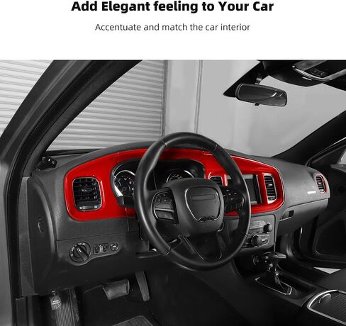 Linskip Dash Board Trim متوافق مع دودج تشارجر 2015 2016 2017 2018 2019 2020 2021 2022 2023، غطاء لوحة وحدة التحكم المركزية لشاشة الشاحن، ملحقات داخلية للشاحن 5 قطع (أصفر) in Kuwait