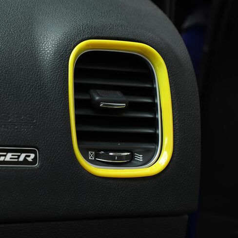 Linskip Dash Board Trim متوافق مع دودج تشارجر 2015 2016 2017 2018 2019 2020 2021 2022 2023، غطاء لوحة وحدة التحكم المركزية لشاشة الشاحن، ملحقات داخلية للشاحن 5 قطع (أصفر) in Kuwait