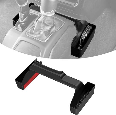 JL JLU JT Gear Shift Organizer، صندوق منظم تخزين ناقل الحركة في وحدة التحكم المركزية متوافق مع 2018-2024 Jeep Wrangler JL JT Gladiator، ملحقات داخلية لعلبة جانبية لوحدة التحكم - ليس لـ JK in Saudi Arabia