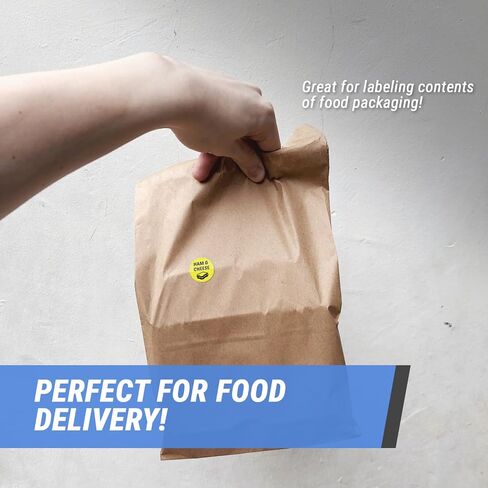 Hot Dog Stickers - 1 Inch Round Circle Hot Dog Food Labels in Bright Yellow for Restaurant, Food Truck, Supermarket, Grocery Store Stickers Food Meal Choice Sticker Package Label - 300 Labels/Roll in Saudi Arabia