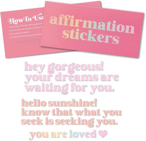 Positive Affirmation Mirror Decals with Inspirational Quotes - Black Sticker with 3D Effect - Versatile & Easy to Use, Sticker Set of 2 and 1 Bonus for Teen Girls, Kids, Adults in Saudi Arabia