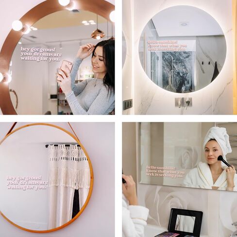 Positive Affirmation Mirror Decals with Inspirational Quotes - Black Sticker with 3D Effect - Versatile & Easy to Use, Sticker Set of 2 and 1 Bonus for Teen Girls, Kids, Adults in Saudi Arabia