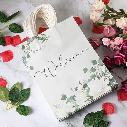 Chinco 36 Pieces Welcome Bags White Wedding Gift Bags for Hotel Guests Black Letters Wedding Bags with Handles Paper Wedding Welcome Gift Bags Party Favors Bags for Wedding Birthday Party Supplies in Saudi Arabia