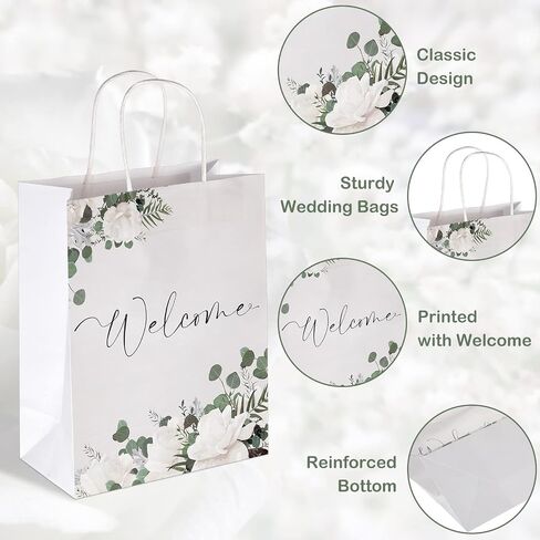 Chinco 36 Pieces Welcome Bags White Wedding Gift Bags for Hotel Guests Black Letters Wedding Bags with Handles Paper Wedding Welcome Gift Bags Party Favors Bags for Wedding Birthday Party Supplies in Saudi Arabia