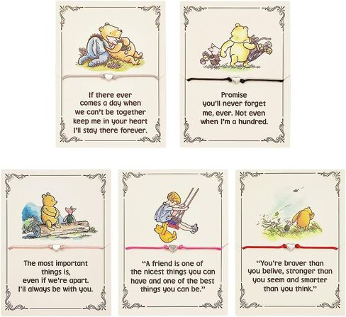 5 Pack Pooh Piglet Quotes Idea Present Friendship String Bracelet for Family Best Friend Big Sister Inspirational Christmas Thank You Gifts in Saudi Arabia