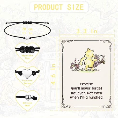5 Pack Pooh Piglet Quotes Idea Present Friendship String Bracelet for Family Best Friend Big Sister Inspirational Christmas Thank You Gifts in Saudi Arabia