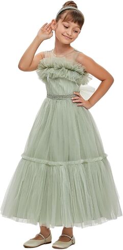 Lace Sleeveless Vintage Special Occasion Dresses Princess Wedding Party Dresses for Girls in Saudi Arabia