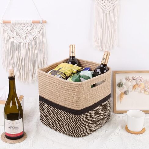Storage Cubes 11 Inch Woven Baskets for Organizing, Cube Storage Bin, Square Rope Storage Baskets for Shelves Organizer, Kids Bins, Closet , Kitchen (Rainbow, 3PCs) in Saudi Arabia