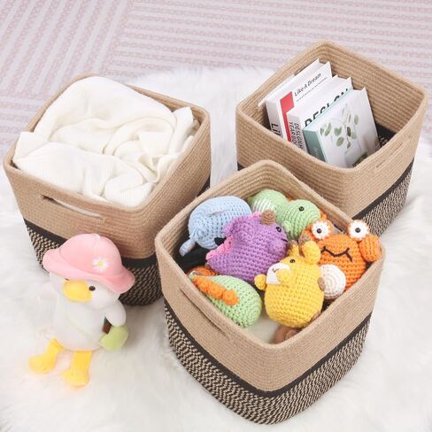 Storage Cubes 11 Inch Woven Baskets for Organizing, Cube Storage Bin, Square Rope Storage Baskets for Shelves Organizer, Kids Bins, Closet , Kitchen (Rainbow, 3PCs) in Saudi Arabia