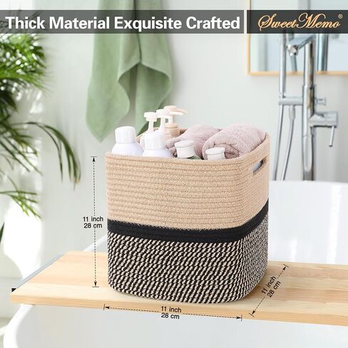 Storage Cubes 11 Inch Woven Baskets for Organizing, Cube Storage Bin, Square Rope Storage Baskets for Shelves Organizer, Kids Bins, Closet , Kitchen (Rainbow, 3PCs) in Saudi Arabia