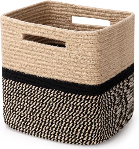 Storage Cubes 11 Inch Woven Baskets for Organizing, Cube Storage Bin, Square Rope Storage Baskets for Shelves Organizer, Kids Bins, Closet , Kitchen (Rainbow, 3PCs) in Saudi Arabia