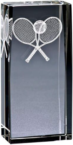 Crown Awards 6" 3D Laser Cut Crystal Tennis Award, Custom Engraved Tennis Trophy Prime in Saudi Arabia