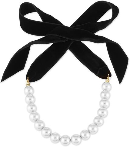 AKOAK 1 Pack Vintage Black Bow Pearl Ribbon Necklace, Adjustable Length Stylish Unique Jewelry Necklace, Ladies Sweater Chain in Saudi Arabia