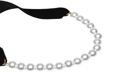 AKOAK 1 Pack Vintage Black Bow Pearl Ribbon Necklace, Adjustable Length Stylish Unique Jewelry Necklace, Ladies Sweater Chain in Saudi Arabia