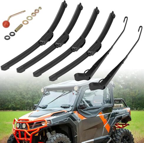 2 Set UTV Hand Operated Windshield Wiper Kit with 16" Wiper Blade and 13.7" Wiper Arm, Compatible with Polaris Ranger RZR 570/900/1000, Compatible with Can-Am Defender, Maverick X3 in Saudi Arabia